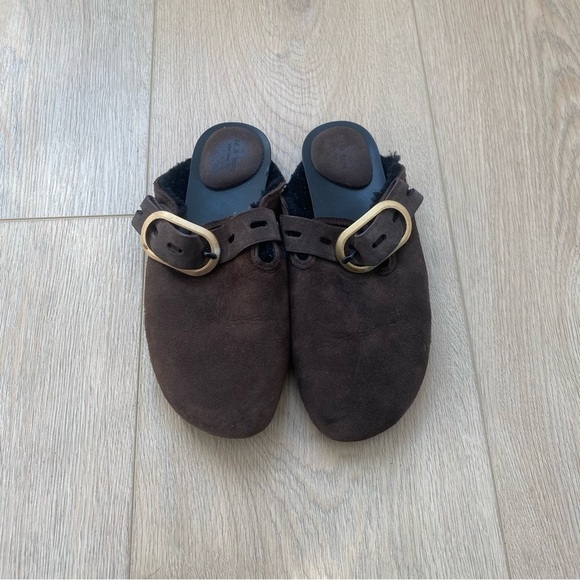 Rag and Bone Ansley Sherling Slide- Dark Truffle Suede - Picture 3 of 9